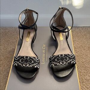 Louise et Cie ADLEY Needle Point Detail Black/White Sandals Size 6